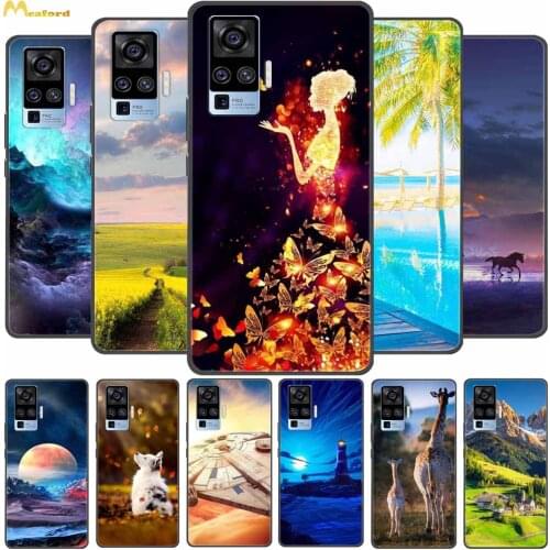 For Vivo X51 5G Case Butterfly Silicone Soft Cute Cat Phone Cover for Vivo X50 Pro 5G Case X50Pro X 51 Funda Black TPU Capa