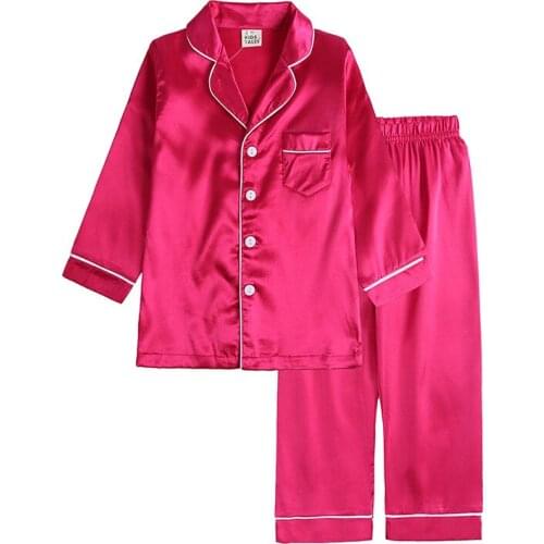 Children Pajamas 2Pcs Long Sleeve Kids Sleepwear Baby Girl Clothes Sleeping Suits Autumn Ice Silk Child Pyjamas Boys Nightwear