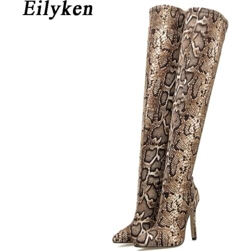 Eilyken Sexy Over The Knee Boots Women Fashion Serpentine Stiletto Heels Shoes Ladies Pointed Toe The thigh Boots