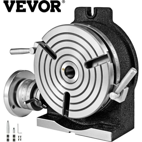 VEVOR 4"/100mm 8"/200mm Vertical & Horizontal Precision Rotary Table Tilting 360 Degrees 3-Slot 4-Slot Milling Drilling Machine