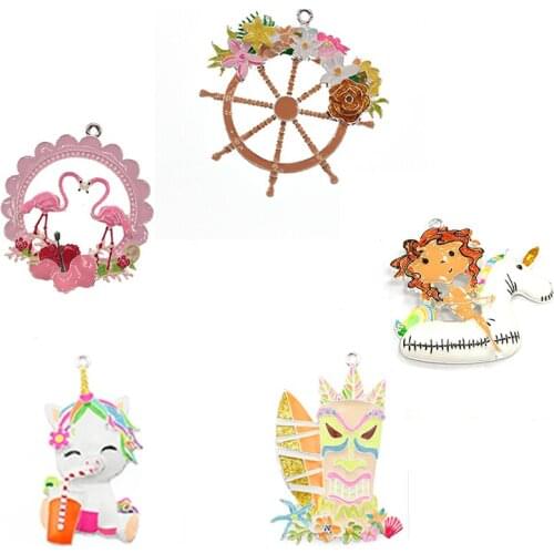 30pcs/lot 5style hot sell handmade cartoon enamel silver plating pendant charm for party/gift decoration