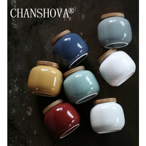 CHANSHOVA Traditional Chinese style Brief Ceramic Tea Box Handmade Sealing China Porcelain Tea Storage Container H018
