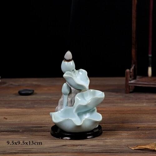 Backflow Incense Cones Burner Ceramic Censer Smoke Incense Holder Lotus Censer For Tower Incense