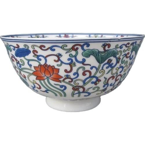 China Old Colorful porcelain Hand Painted Lotus Bowl Qing Dynasty Qianlong Mark