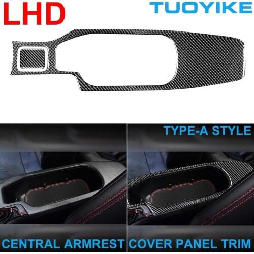 LHD RHD Car Styling Carbon Fiber Inner Central Armrest Storage Box Cover Panel Decal Trim For Toyota GT86 Subaru BRZ 2017-2019