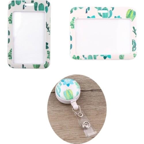MD827 DMLSKY New Cactus Design High Quality Retractable Nurse Doctor Badge Reel Fashion Lanyard Name Tag ID Badge Holder Clip