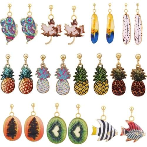Fashion Drop Earring Handmade Fruits Earrings Cartoon Cute Animal Fish Butterfly Earrings For Women Girls