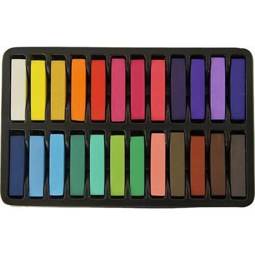 Non-Toxic Hair Chalk Temporary Hair Dye Colors Soft Pastels Salon Set Kit (24 PCS)