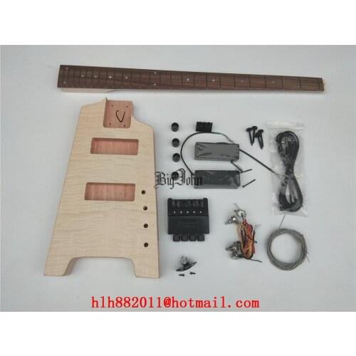 New Unfinished Headless Electric Bass Guitar,Mahogany Body&Rosewood Fingerboard A Bridge 334