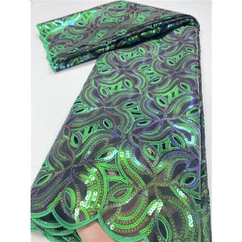 Latest african lace fabric high quality sequins organza lace fabric embroidery lace for nigerian wedding dress 3788b