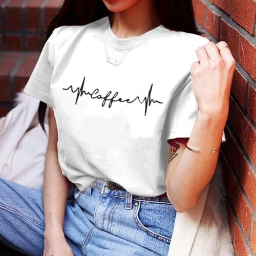 2021 New Electrocardiogram Printed Women T-Shirts Casual Tee Tops Summer Short Sleeve Female T Shirt Women Clothing