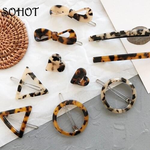 SOHOT New Hot Sale Acetic Acid Tortoiseshell Women Hairwear Acrylic Heart Minimalist Hair Clips OL Trendy Hair Gift