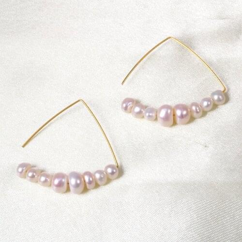 New Traingle Geometric Pearl Earrings Irregular Nugget Baroque Pearl Dangle Earrings Elegant Natural Freshwater Pearl Earrings