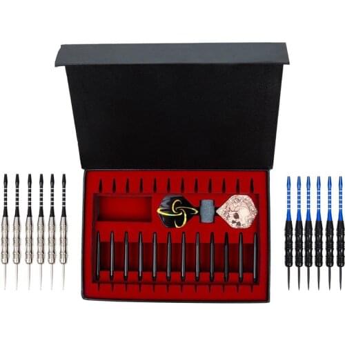 New 12 Pcs/set Steel Tipped Darts Aluminum Dart Accessories 22g Needle Grindstone O Ring with Gift Box for Electronic Dartboard