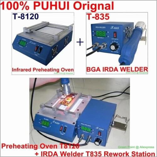 Origina PUHUI Authorized T-8120 Preheating Oven T8120 Preheating Plate + T835 BGA IRDA Welder Rework Station Kit