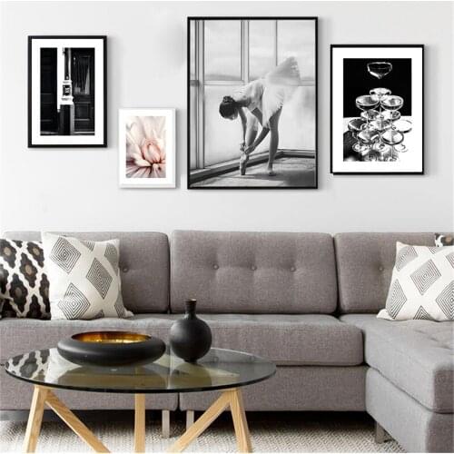 Dance Girl Poster Ballet Canvas Painting Pink Rose Quotes Wall Art Nordic Modern Wall Pictures for Bedroom Living Room Decor