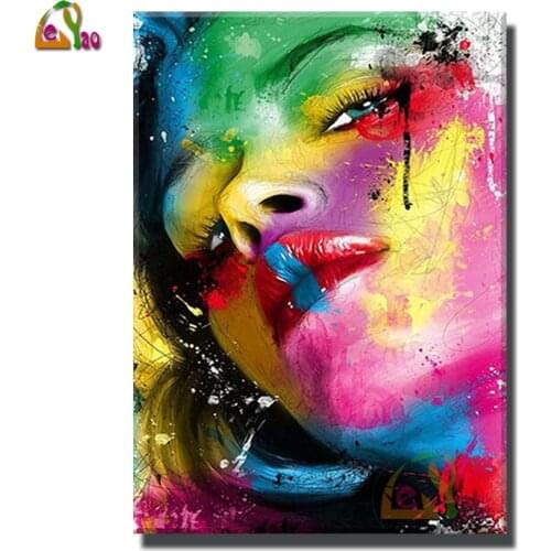 Full Round/Square Diamond Painting Colorful Abstract Woman Pattern Diamond Mosaic Embroidery With Rhinestones Home Decor