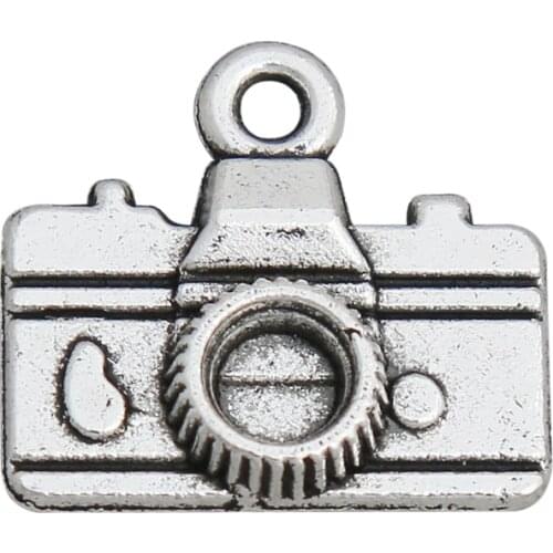 RAINXTAR Fashion Antique Silver Color Alloy Camera Pendant Charms DIY Accessories 15*15mm 20pcs AAC1779