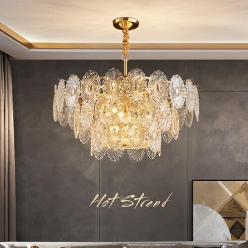 New light luxury dining room chandelier Postmodern minimalist living room chandelier American retro French bedroom lamps
