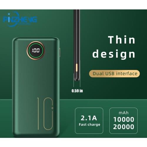 Thin Design 2.1A Fast Charge Power Bank 20000mAh Dual USB Interface Spare Battery External Powerbank For Xiaomi iPhone Huawei