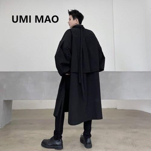 UMI MAO Yamamoto Dark Design Style Fluttering Wide Loose Mid-length Windbreaker Jacket Shirt Thin Jacket coat Men hombre