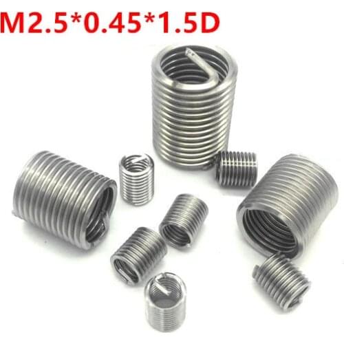 100pcs M2.5*0.45*1.5D Wire Thread Insert, m2.5x1.5D Wire screw sleeve, M2.5 Screw Bushing Helicoil Wire Thread Repair Inserts