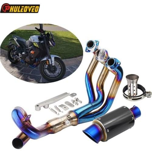 Carbon Fiber MT09 FZ09 Motorcycle Exhaust Full System Front Pipe for MT-09 FZ-09 14-18 XSR900 16-18 Motorbike Muffler Escape