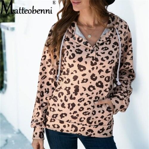 Women Casual Hoodies & Sweatshirts, Long Sleeve Front Pocket Drawstring Plaid/Leopard/Camouflage Fashion Autumn Winter Hoodie