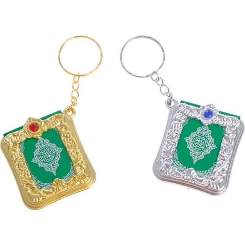 1pcs Muslim Islamic Mini Keychains Key Rings For Koran Ark Quran Green Book Can Read