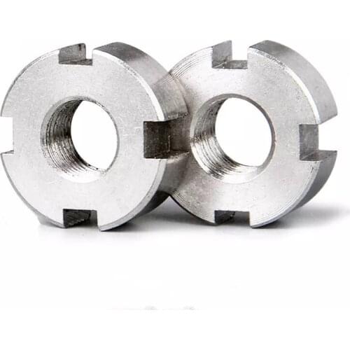 2pcs/lot GB812 M10 M12 M14 M16 M18 M20-M40 Stainless Steel 304 Round Nut Round Locknut Slotted Nut Retaining Castle Nut DIN981
