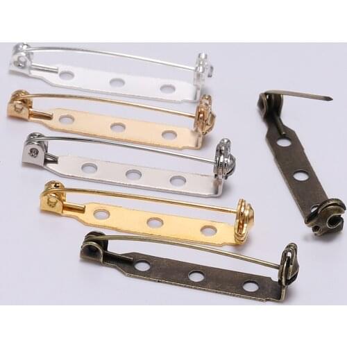 20pcs 20 25 32mm Plated Brooch Clip Pins Blank Safe Lock Brooch Bar Base Pins For DIY Jewelry Making Clothing Findings Wholesale