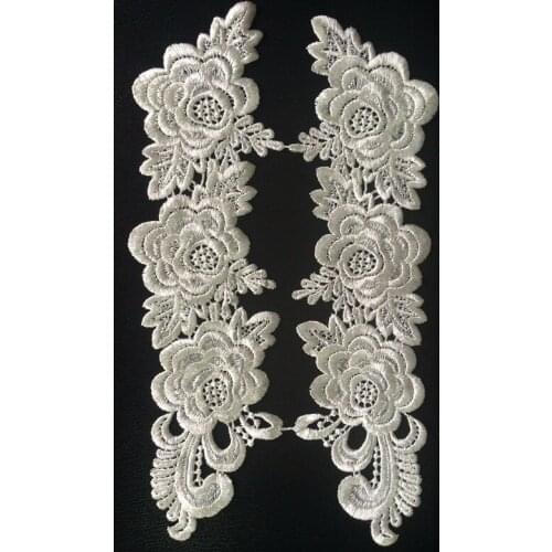 31.5cm*10cm polyester mirrored embroidery flower applique, embroidery lace patches,veil applique,BQ0725B