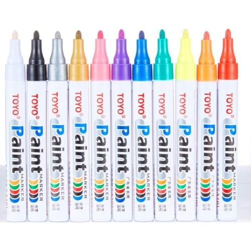 9 Colors White Waterproof Permanent Paint Marker Pen Car Tyre Paint Pen Rubber Tread Environmental Tire Painting DIY Office Gift
