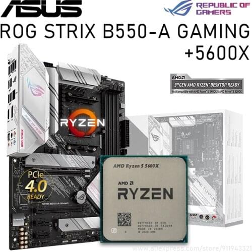 Asus ROG STRIX B550-A GAMING B550 With Ryzen 5 5600X Motherboard Bundle PCI-E 4.0 DDR4 128GB Motherboard Set Placa-mãe Kit New