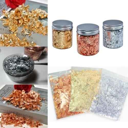 3g Shiny Gold Foil Jewelry Luxury Resin Decoration Paper Handicrafts Flake Siver Leaf Nail Beauty Gilding DIY Art Craft papers