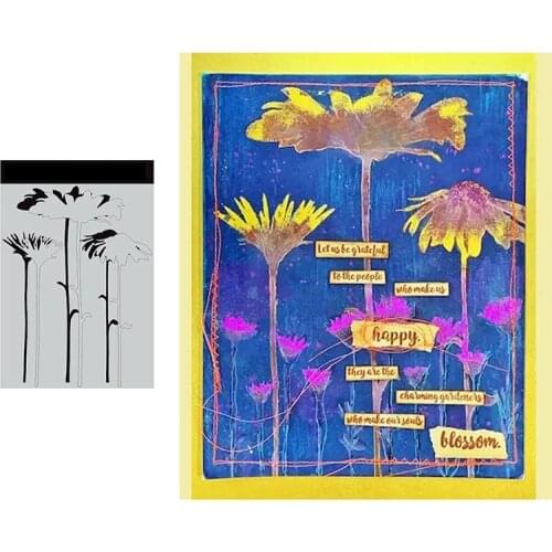 Large Stencil Tall Flowers for Scrapbooking Stamp Photo Album Decorative Embossing Cut Die DIY Paper Cards Embossing 2021 NEW