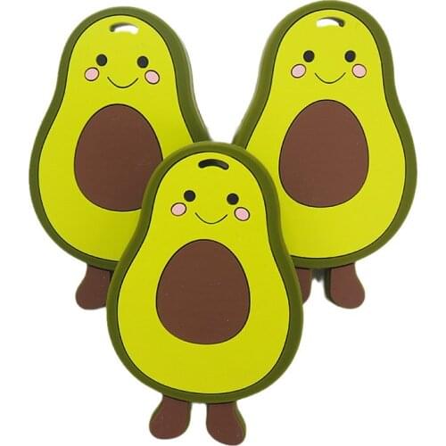 Chenkai 10pcs Silicone Avocado Teether Food Grade Pacifier Dummy Teething DIY Infant Smoothing Sensory Bite Toy Accessories Gift