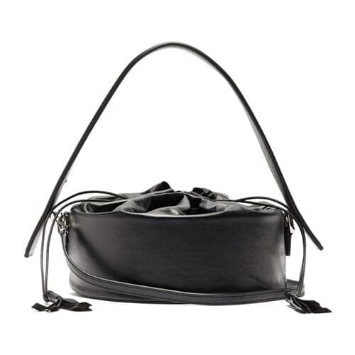 Designer Drawstring Bucket Bag Women Mini PU Leather Crossbody Bags Ladies Shoulder Bags Female Handbags Pure Color Wholesale