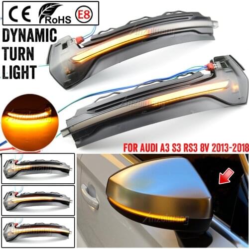 For RS3 A3 S3 8V Dynamic Side Mirror Turn Signal Indicator Light for Audi A3 8V 2013-2018 matt chrome Carbon fiber mirror cover