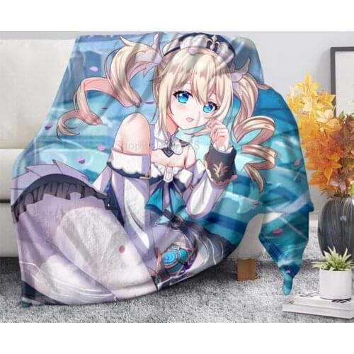 Hot Game Genshin Impact Printed Flannel Throw Blankets for Bed Sofa Couch Cover Adults Kids Bedroom Thin Quilt Custom