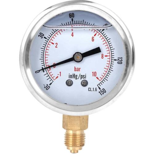 Tyre Pressure Meter TS PGGZ604 10bar 1/4BSP Y60 Radial Oil Filled Vacuum Pressure Gauge Manometer Digital Pressure Gauge