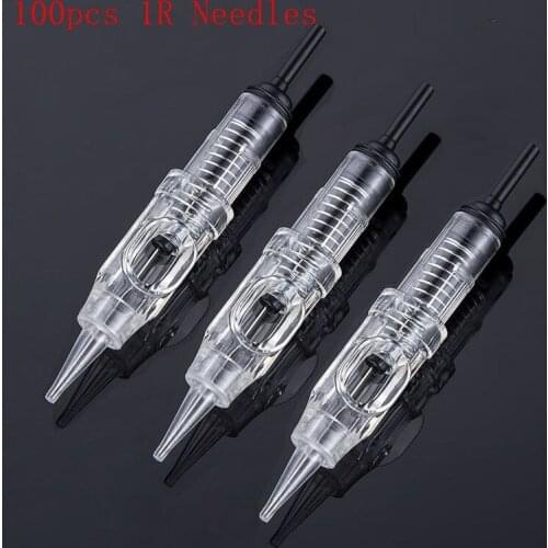 Cartridge Tattoo Needles 100pcs 1 Liner Cartridge Permanent Makeup Micropigmentation Machine Cartridge Eyebrow Tattoo Needle