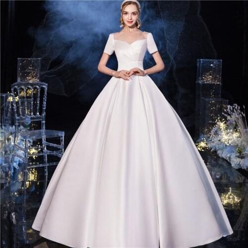 Vestido De Noiva 2020 Gryffon Classic Soft Satin Lace Up Ball Gown Princess Luxury Wedding Dresses Plus Size Robe De Mariee