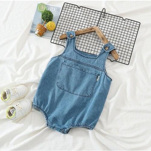 Infant Overalls 2021 Summer New Toddler Baby Lovely Denim Jumpsuits Kids Casual Big Pocket Suspender Shorts For Boys Girls Pants
