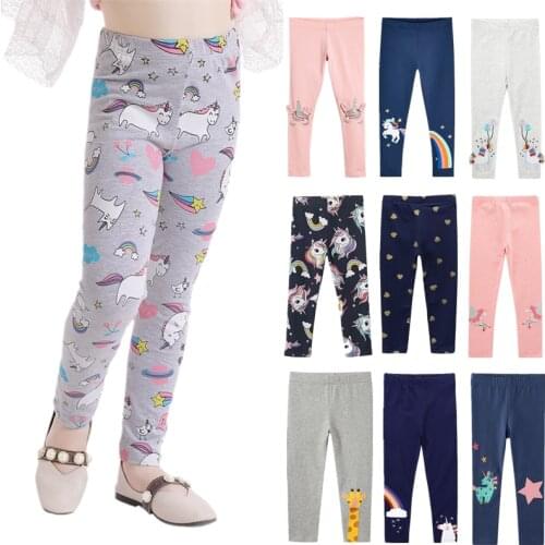 Girls Leggings Kids Unicorn Soft Breathable Elastic Cotton Pencil Pants Children Cartoon Pattern Print Trousers 3 4 5 6 7 Years
