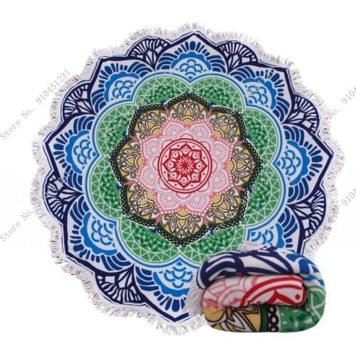 Summer Round Beach Towels Geometric Mandala Circle Bath Shower Towel With Drawstring Storage Bag Yoga Mat Blanket toalla playa