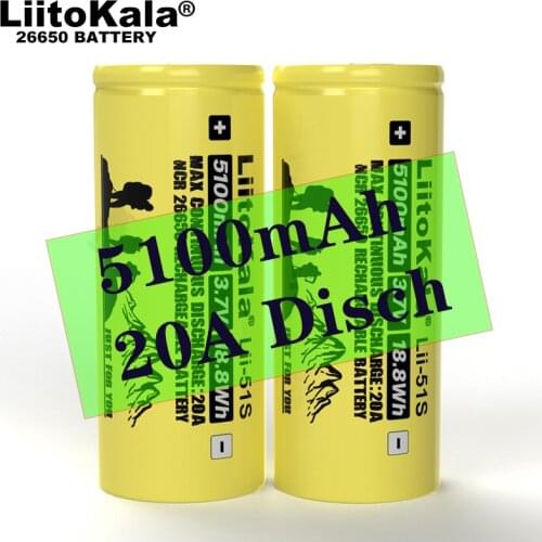 1-10PCS LiitoKala 26650-55A 5000mAh 26650 Li-Ion 3.7V Rechargeable Battery for Flashlight 20A 3.6V Power Batteries