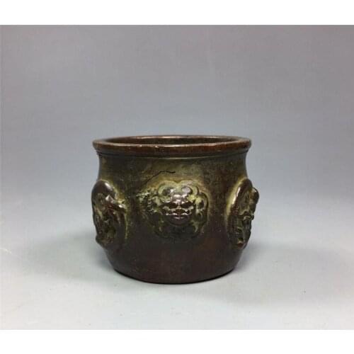 Lucky pixiu retro copper old small incense burner small pot retro small copper cup