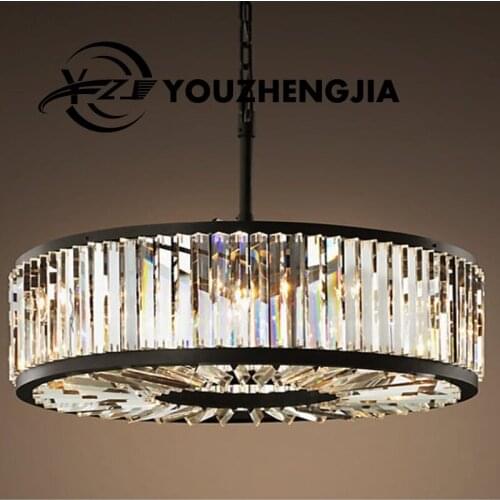 American simplicity led Crystal chandelier Retro iron lamp Nordic living room restaurant creative personality luxury Chandelier