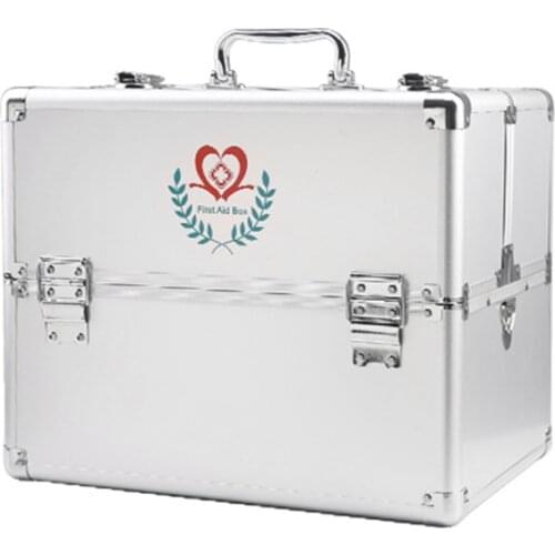 Household Medicine Cabinet Aluminum Alloy Double Open Multi-Layer Medicine Cabinet Wall-Mounted First Aid Storage Box TK